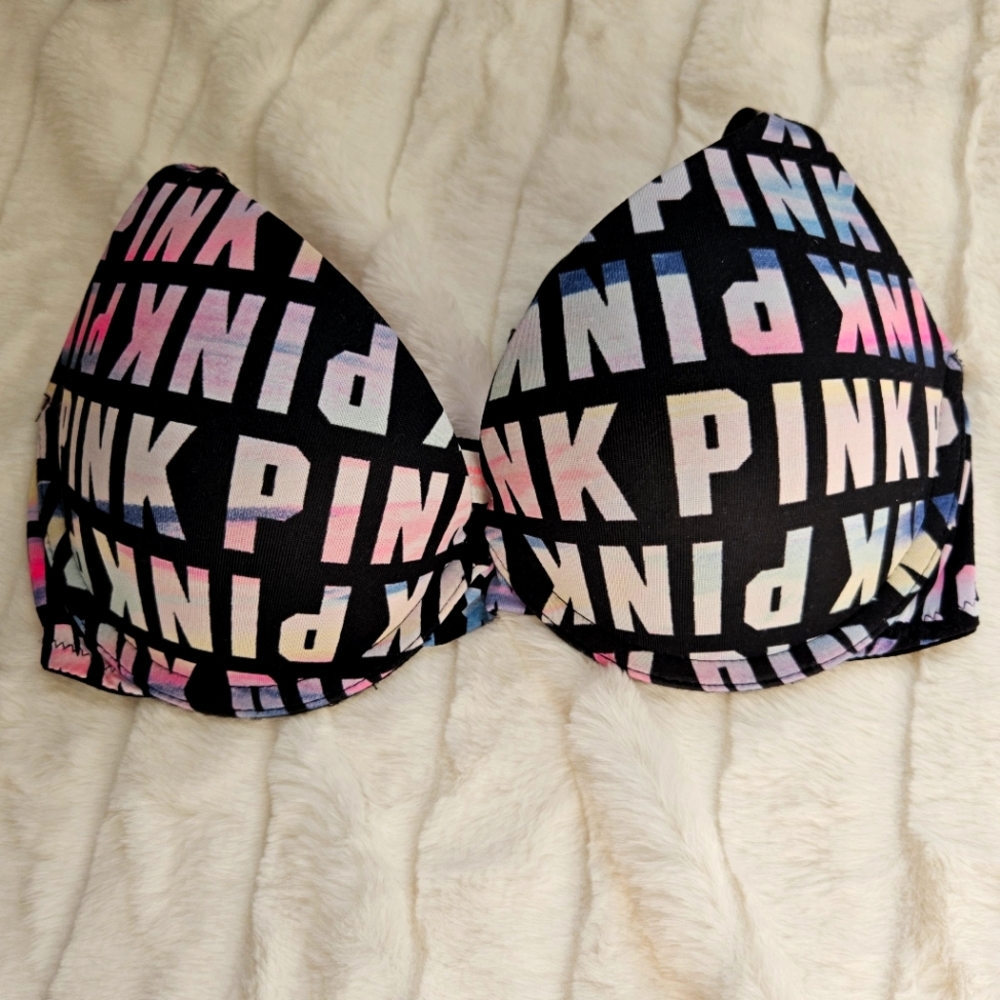 VS PINK Tie Dye Logo Wear Everywhere Push-Up Bra, size 32C